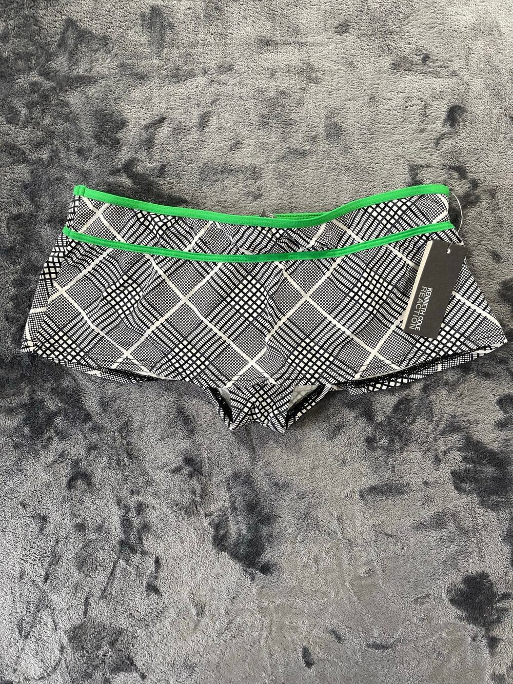 NWT Deadstock Kenneth Cole 2008 Y2K Geometric Grid Bikini Bottom S Lime Green